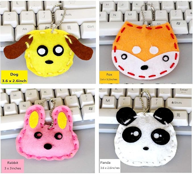 Kids DIY- First Sewing Kit for Kids, Learn to Sew DIY Craft Kits, Lovely Animals Style- Frog, Owl, Fox, Cat, Rabbit, Dog, Duck, Elk, Sheep, Sloth, Panda and Tiger, Ages 12+(12PCS)