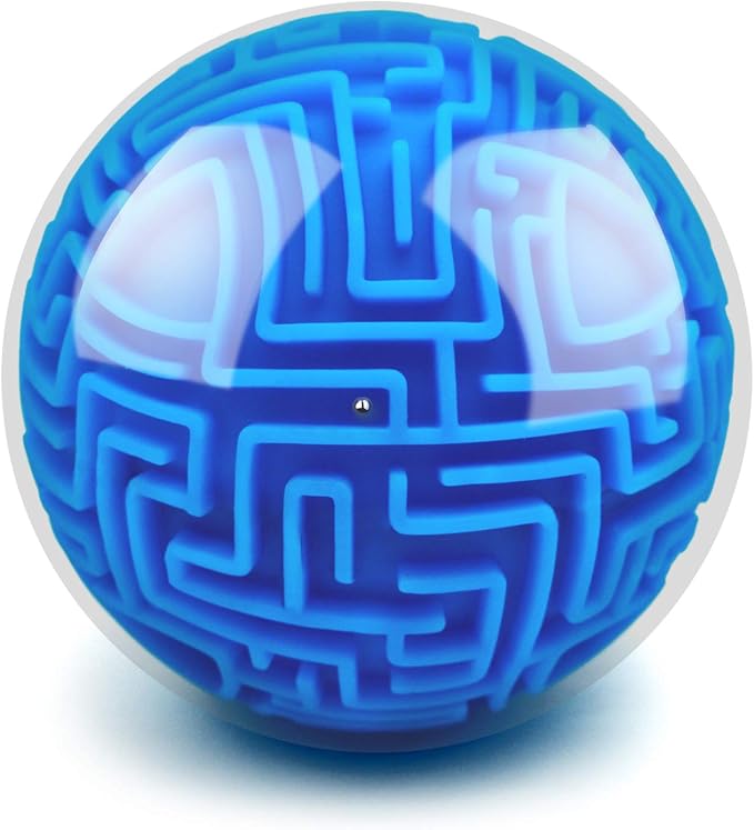 Maze Ball Puzzle Games Toys for Kids Age 6 7 8+ Boys Girls Gifts Ideas | Gravity Brain Teaser Puzzle Game Toy for Kids Adult, High Difficulty Challenge Maze Game for Road Trips, Birthday Gift (Blue)