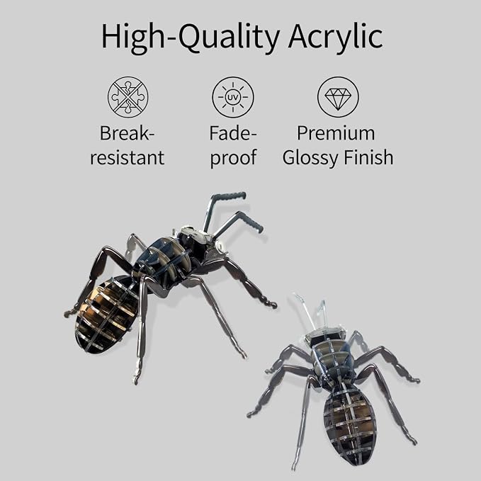 3D Acrylic Insect Puzzle DIY Bug Model Kit Animal STEM Gift | Building Kits Crafts Figurine Sculpture Nature Decoration Educational Display Toys for Kids Teens and Adults ( Ant)