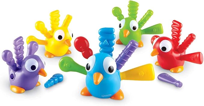 Learning Resources Fine Motor Peacock Pals - Toddler Montessori Toys, Sorting Stacking and Matching Shape Skill Activities, Color Recognition, Gifts for Boys and Girls