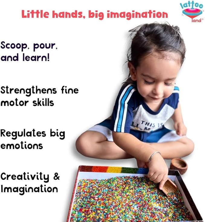 Rainbow Rice Sensory Bin Filler for Sensory Play 2 LB (4 Cups) | Taste-Safe | Non-Toxic | Calming | Colored Rice for Sensory Tables | DIY Montessori Activities for Kids | Educational Play
