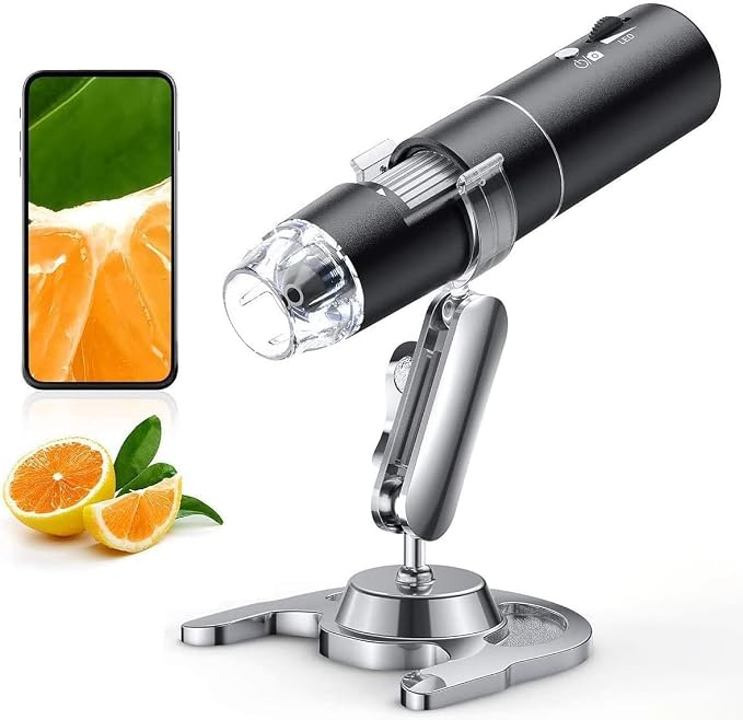Wireless Digital Microscope, Skybasic 50X-1000X Magnification WiFi Portable Handheld Microscopes with Adjustable Stand HD USB Microscope Camera Compatible with iPhone Android iPad Windows Mac Computer