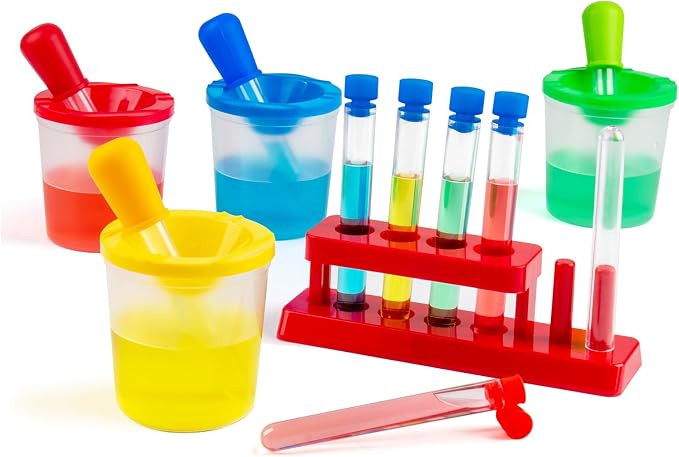 Color Science Test Tubes Droppers for Kids Liquids Pipettes Dropper | Droppers for Liquids Pipettes for Kids Plastic Pipettes Test Tubes with Caps Science Kits Science Experiments for Kids 4-6