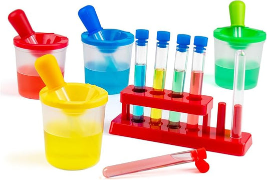 Color Science Test Tubes Droppers for Kids Liquids Pipettes Dropper | Droppers for Liquids Pipettes for Kids Plastic Pipettes Test Tubes with Caps Science Kits Science Experiments for Kids 4-6