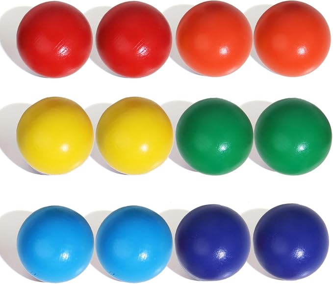 Wooden Rainbow Ball 12 Pcs Montessori Balls Toy 1.8 Inch Wooden Replacement Ball Educational Counting Toys Preschool Learning Material for Montessori