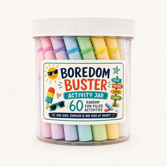 Boredom Buster Jar - PAS | Family Activities, 60 Activities, Screen-Free Fun, Kids & Families, Activity Jar