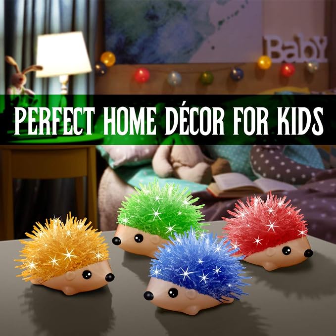 Crystal Growing Kit - 4 Vibrant Hedgehogs Fast 24H, STEM Gift for Kids 6-12 | Grow 4 vibrant hedgehogs in 24H. STEM science kit for ages 6-12. Educational DIY toy, great birthday gift for boys & girls.
