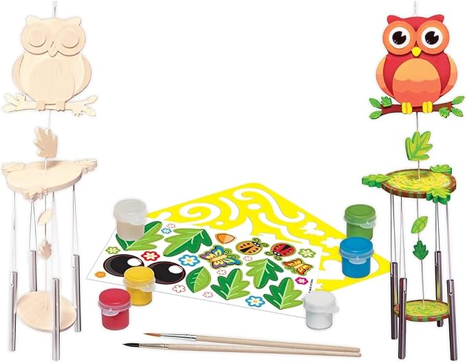 Sloth Wind Chime Craft Kit - Classic Wood Paint Set for Kids, Includes Real Wood, Paints & Instructions