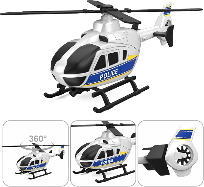 DOWELLIN Toddler Boy Toys for 3 4 5 6 Year Old, 22” Semi Truck Toy with Helicopter - Police Toys, Birthday Gifts for Kids Child 3+ Years Old