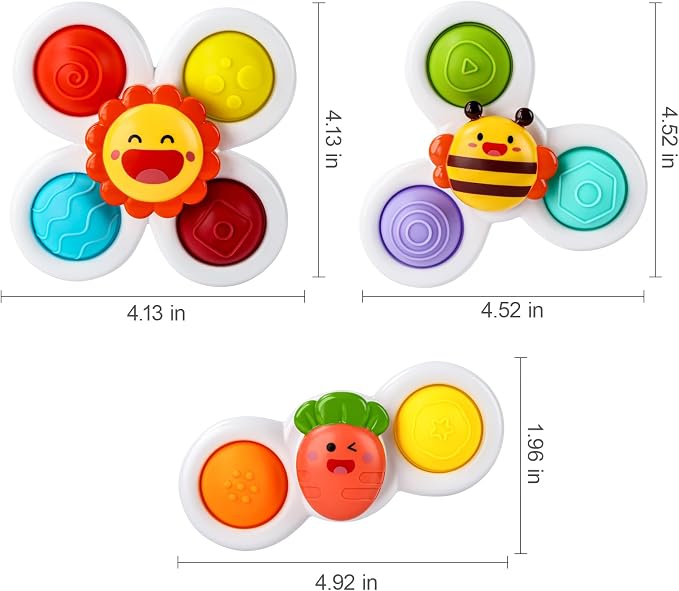 Pop Suction Cup Spinner Airplane Travel Toys for 1 Year Old Boy Girl | Novelty Spinning Tops Infant 12 18 Months,1 2 Year Old Boy Birthday Gift for Toddlers ,Sensory Baby Bath Toy Kids Ages 1-3