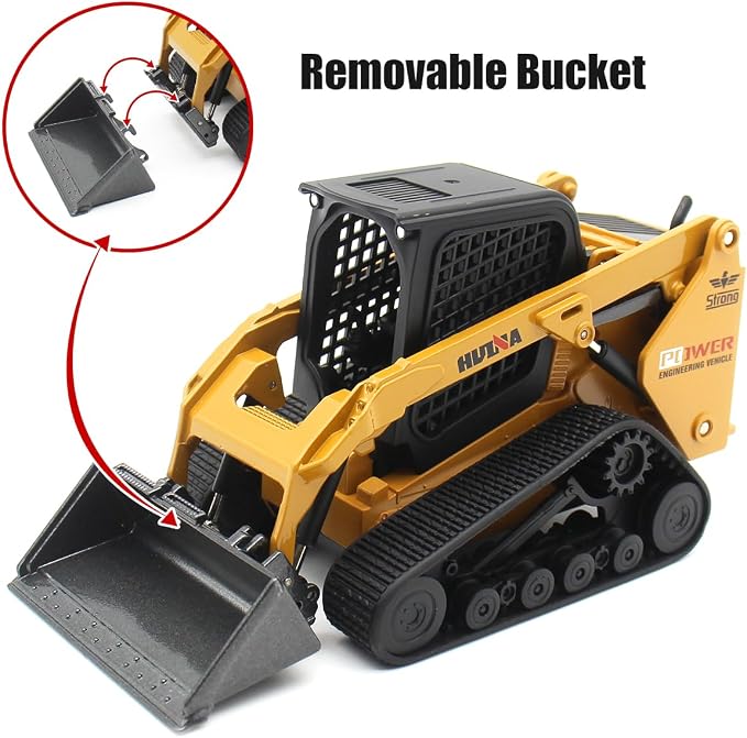 Mostop Construction Truck Toy 3 in 1 Skid Steer Loader with Metal Forklift and Grab Shovel Construction Vehicle, 1/50 Tracked Metal Forklift Truck Toy for Kids Boys Ages 3+