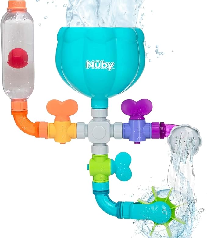 Nuby Wacky Waterworks Pipes Bath Toy - Baby Bathtub Toy with Interactive Features for Cognitive Development