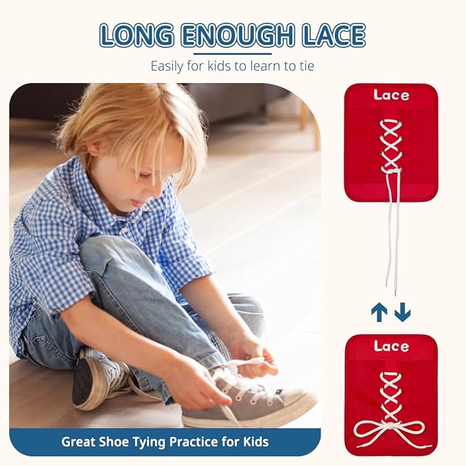 Learning to Dress Busy Boards, Shoe Tying Practice for Kids, Basic Life Skills Toys Learn to Button, Buckle, Zip, Snap, Lace, Tie, Sensory Board Fine Motor Development Toy for Preschool Classroom