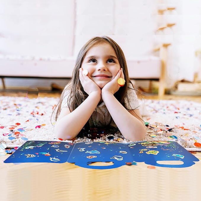 Reusable Sticker Book for Kids, Ocean Stickers Educational Learning Toys Travel Stickers Activity Books for Toddler Girls Boys Age 3+ Birthday Gifts