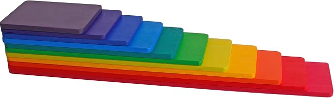Dinhon 11 PCS Wooden Rainbow Board Oversized Stacking Game Jigsaw Puzzle Building Blocks Children's Baby Toddler Toys 3 Years Old Boys and Girls Toy Gifts