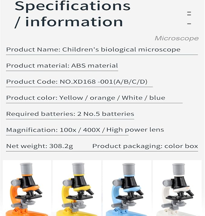 Student Microscope for Kids 4-15 School Homeschool Lab with Slide Set | 100-1200X high magnification optical lens, full specimen slide kit, portable for classroom teaching & home biology study