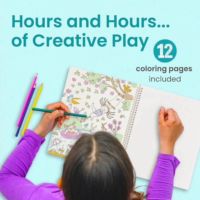 Cupkin Into The Forest Coloring & Sticker Activity Book | 500+ Stickers | Spiral-bound kids craft format with 12 scenes, 12 art pages, side-by-side viewing, and an easy-peel design for ages 2–8