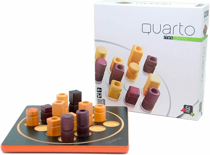 Quarto Mini | Mensa Select Winner | Travel-Friendly Version of The, Wooden Abstract Strategy Game for Kids & Adults | Family Game Night Favorite | Ages 8+ | 2 Players | 15 Min