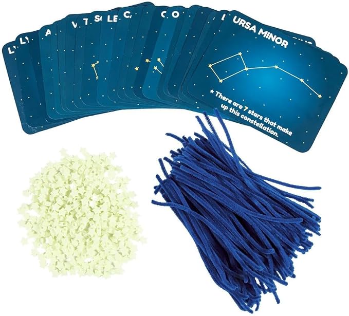 Fun Express Constellations Craft Kit Kids Ages 4-8 | 450 Pieces, Glow in the Dark, STEM, Solar System Astronomy Science, Educational Space Toys & Learning Activities