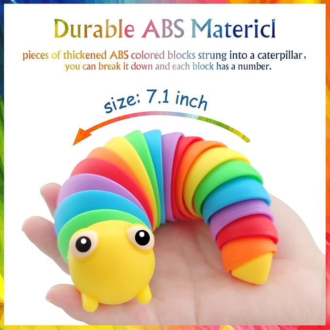Caterpillar Decompression Toy Ocean Shark Decompression Toys, Stim Toy Decompression Fun Autism ADHD fidgeting Children's Toys Decompression Gift Adults (Rainbow Caterpillars)