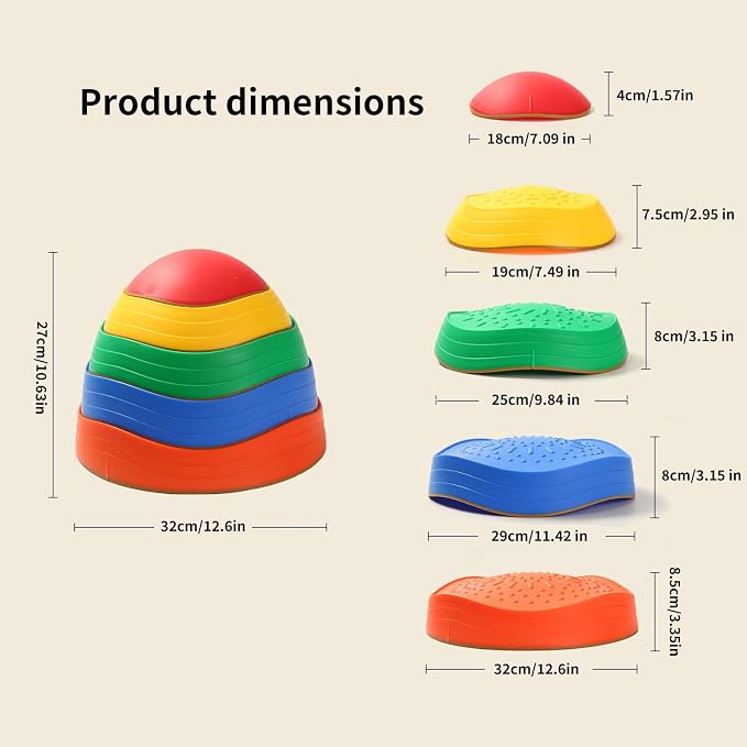 Fanboxk Stepping Stones for Kids,Non-Slip Toddler Sensory Toy | Sensory Balance Stepping Stones for Promoting Toddler Balance Coordination Skills,Up to 220 LBS for Indoors or Outdoors Play