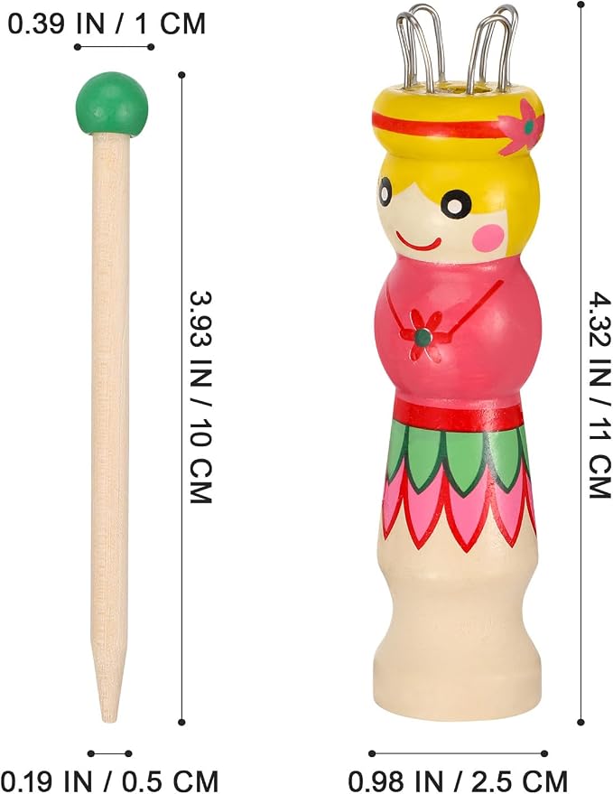 SHINEOFI Wooden Yarn Knitting Spool Toy, DIY Knitting Doll for Kids and Adults, Multi-Purpose Weaving Tool with Needle