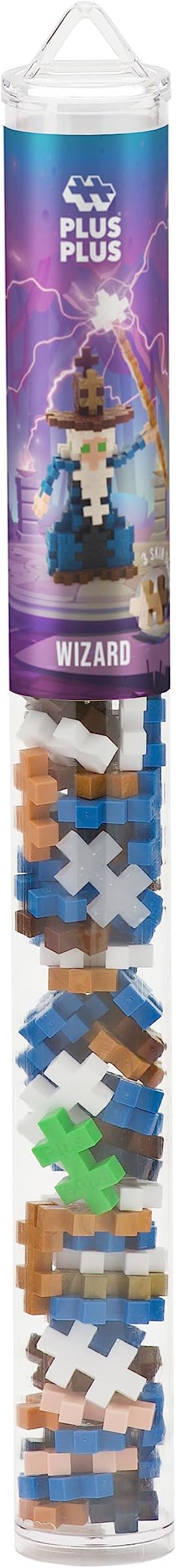 PLUS PLUS Wizard Tube - 3D Figure Building Block Set | Mini Interlocking Waffle Blocks, Fun Stem Toys, Christmas Stocking Stuffers for Kids, Gifts for Boys & Girls