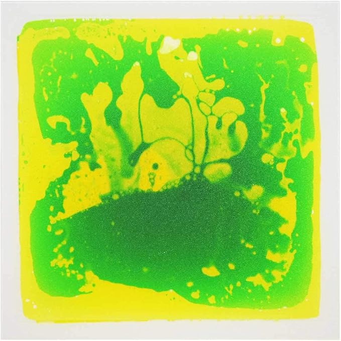 LONGKING 12" X 12" Sensory Tiles for Activity Play Centers for Children, Sensory Floor Tiles, Liquid Floor Tiles, Autism Sensory Poducts, Green-Yellow | Sensory floor tiles, soft liquid gel, 12"x12", color movement play mat, playroom classroom daycare