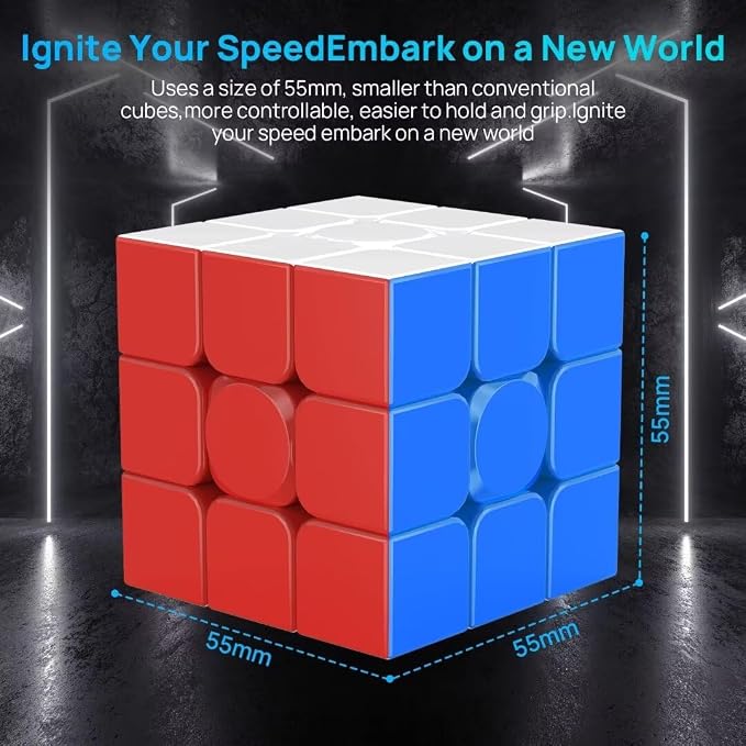 Magnetic 3x3 Speed Cube Stickerless for Kids & Adults, Competition Cube | 24 magnets with smooth turning and excellent corner cutting. Built for speedcubing, practice, competition and daily solving.