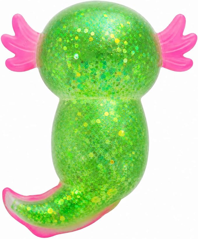 Axolotl Squishy Stress Ball, Soft TPR Slow Rising Squeeze Toy, Cute Axolotl Fidget Toy for Stress Relief, Anxiety Calming Sensory Toy for Kids Adults(Green Long Tail Axolotl)