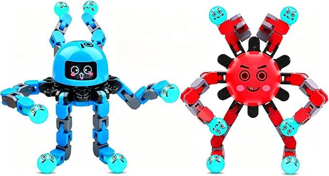 Transformable Fidget Spinner Toys for Kids and Adults,2 Pcs Travel Toys for Boys Girls Sensory Toy ADHD Stress Relief Toy,Party Favors Birthdays Gifts for Teens Road Trip Travel Essentials