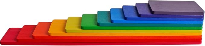 Dinhon 11 PCS Wooden Rainbow Board Oversized Stacking Game Jigsaw Puzzle Building Blocks Children's Baby Toddler Toys 3 Years Old Boys and Girls Toy Gifts