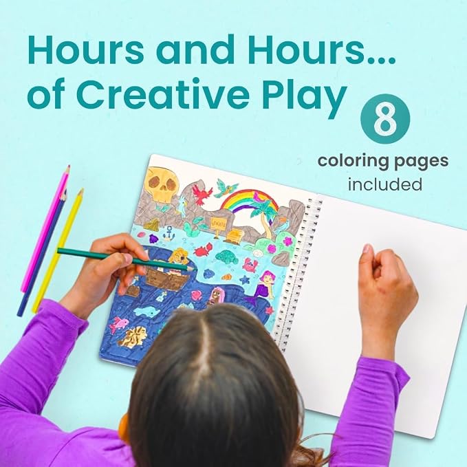 Cupkin Pirate Coloring & Sticker Activity Book | 300+ Stickers | Spiral-bound kids craft format with 8 scenes, 8 art pages, side-by-side viewing, and an easy-peel design for ages 2–8