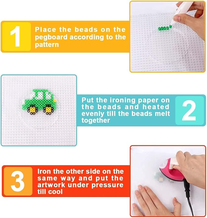 Meland Fuse Beads Kit, 5MM 24000 Beads in 24 Colors,Craft Gift for Age 5-12 | Includes 6 pegboards and craft accessories for colorful patterns, keychains and screen-free creative projects