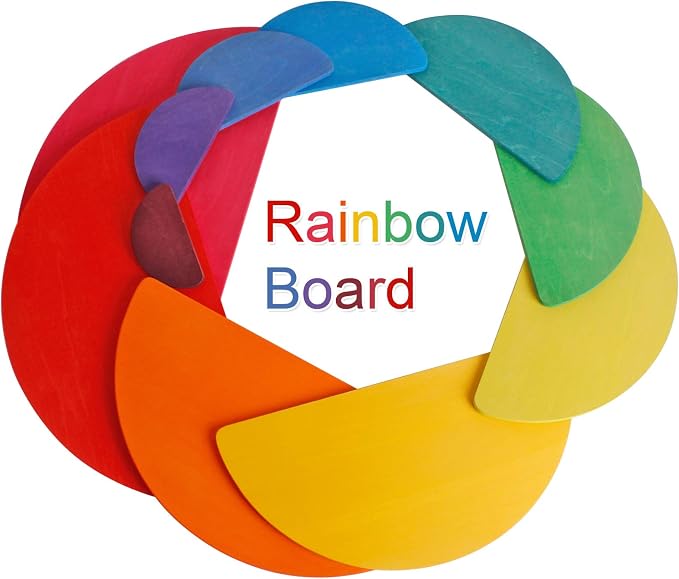 Dinhon 11Pcs Semicircle Stacking Toys Game Rainbow Stacker Wood Building Blocks Set for Kids Construction Building Toys Set Preschool Wooden Blocks for Boys Girl Colorful Learning Educational Toys