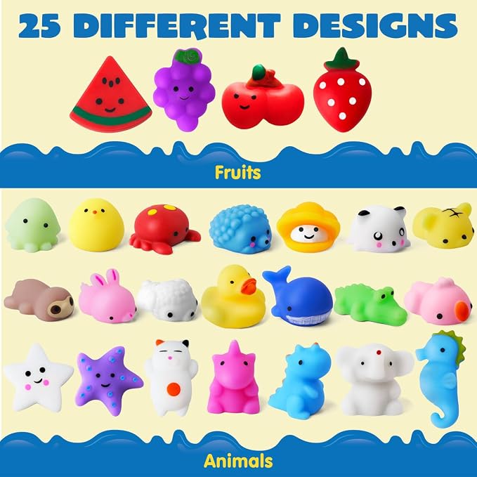 JOYIN Mochi Squishy Toy Set, 200 Pack Mini Squishy Mochi, Party Favors for Kids, Kawaii Stress Relief Toys, Basket Stuffers, Goodie Bags Fillers, Birthday Gifts, Classroom Prizes