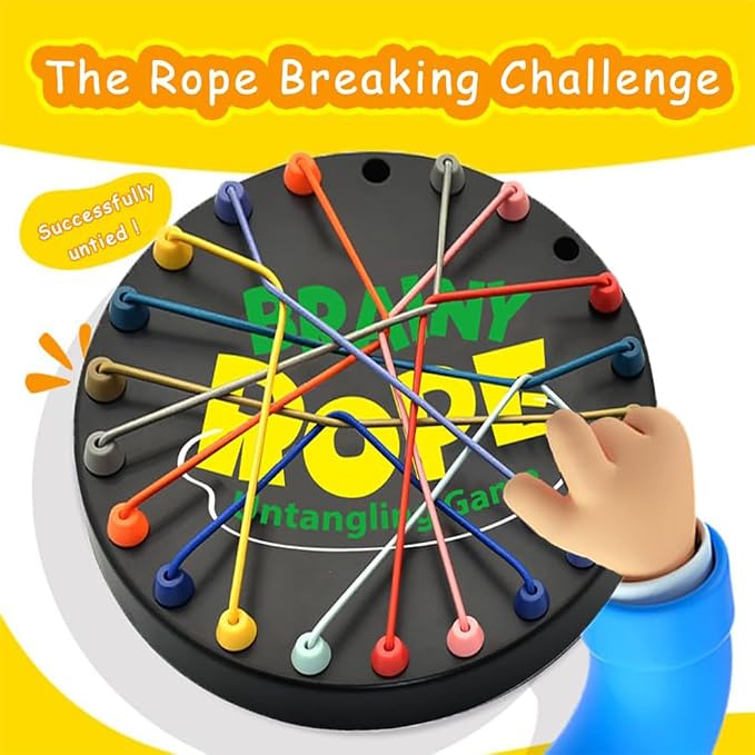 Rope Untangling Game, Brain Knots Game Strategy Thinking for All Ages | Elastic Rope Design, Plastic, Multi-color, Multi level Difficulty, practical portable storage bag, Fun Family Activity