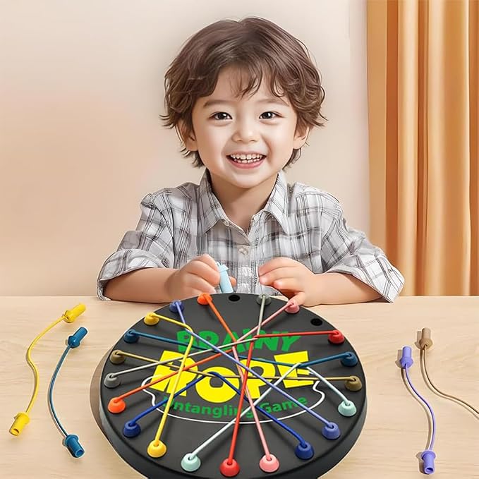 Rope Untangling Game, Brain Knots Game Strategy Thinking for All Ages | Elastic Rope Design, Plastic, Multi-color, Multi level Difficulty, practical portable storage bag, Fun Family Activity