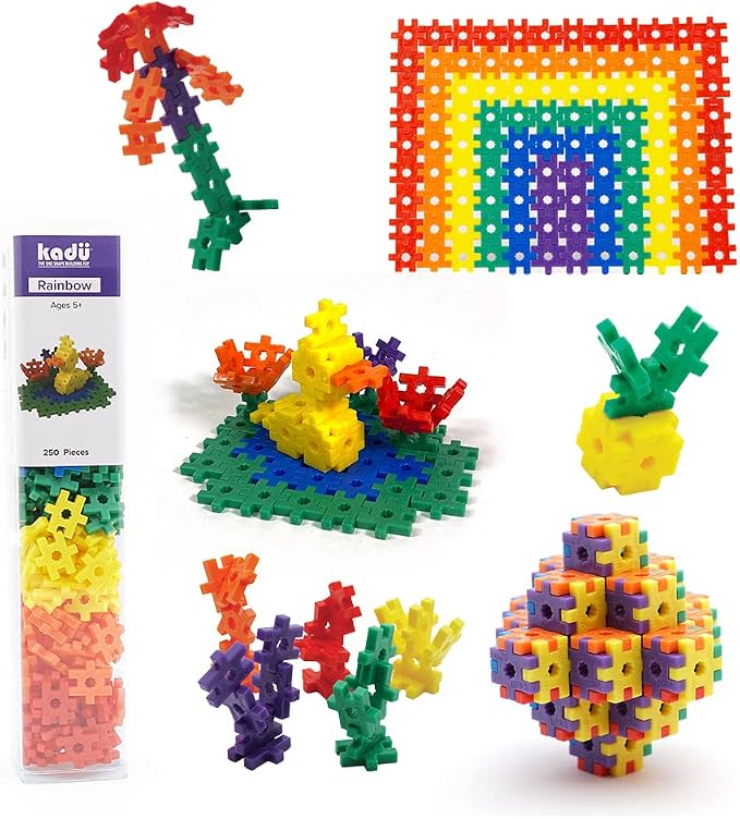 KADÜ 250 Piece Rainbow Set Kids Age 5+ Building Block STEM Interlocking Toy | Creative Mini Sensory Construction Puzzle tiles - Open Ended Play Gift Boys + Girls - Classroom Homeschool Manipulatives