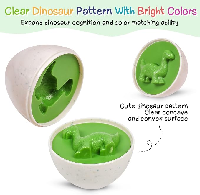 Dinosaurs Eggs,Egg Toys for Toddlers,Montessori Geometric Egg Puzzle Toy Early Educational Learning Color Sorting & Shape Matching Easter Basket Stuffers Gifts for Boys Girls