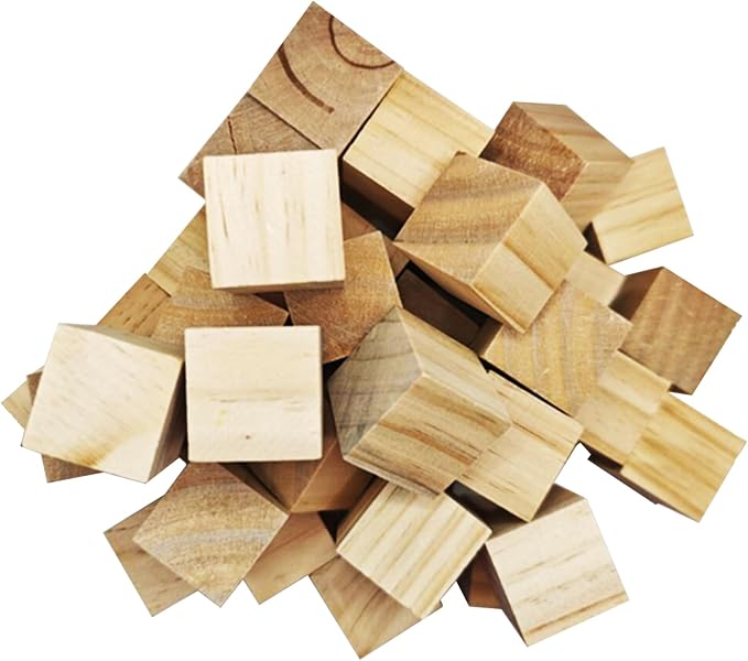 MUXGOA 1-1/2 inch Unfinished Wooden Cubes,Pack of 40 Wood Square Blocks, Wood Blocks for Crafting Making & DIY Projects & Decor