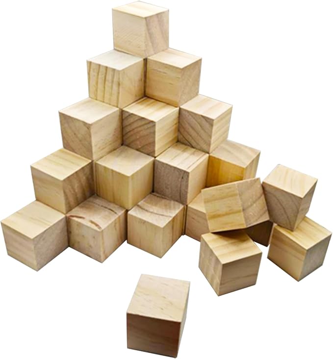 MUXGOA 1-1/2 inch Unfinished Wooden Cubes,Pack of 40 Wood Square Blocks, Wood Blocks for Crafting Making & DIY Projects & Decor