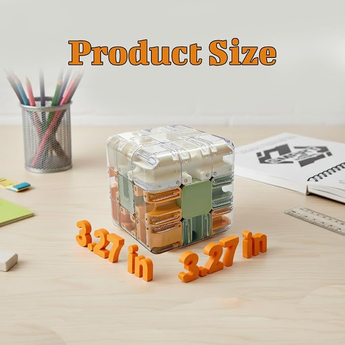 3D Maze Cube Puzzle with Steel Ball - Brain Teaser Game for Kids & Adults - Educational Handheld Maze Toy for Focus, Problem Solving & Stress Relief.