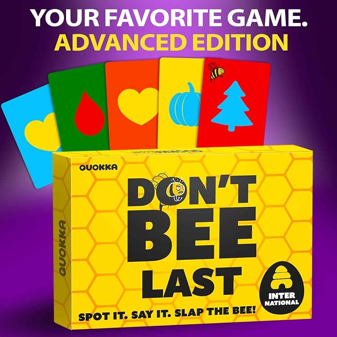 Family Board Games for Kids and Adults - Card Games for Kids 8-12, Families | Don’t Bee Last Card Game for Teens, Kids Ages 7-10 - Adults Party Game – Global Language-Free Edition – Colors and Shapes