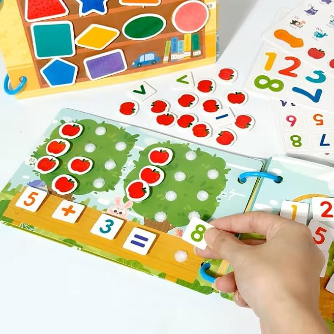Montessori Busy Book Sorting Toys for Toddlers 2-4, Quiet Book Educational Preschool Learning Activities for Kids, Sensory Fine Matching Games for 3 Year Old Boys Girls Gifts(Light Blue)