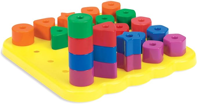 Learning Resources Stacking Shapes Pegboard, Toddler Activity,Fine Motor Toy, Gifts for Boys and Girls, 27 Piece Set, Ages 2+