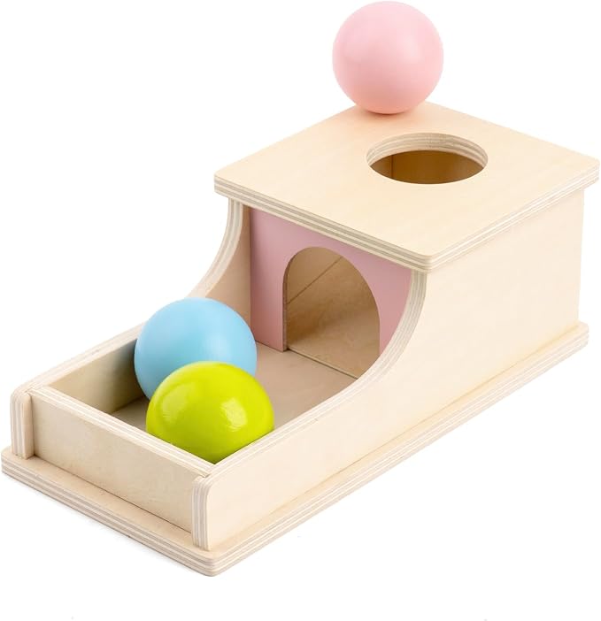 Montessori Toys for 1 Year Old, Wooden Object Permanence Box for Babies | 9 Month Old Baby Toys, Preschool Infant Toys 6-12 Months Developmental, Cause and Effect Ball Drop Toy