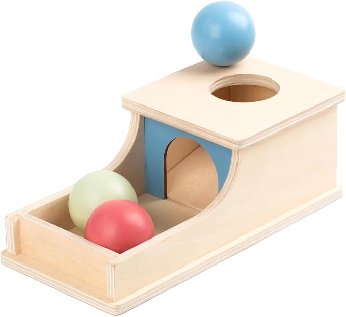 Busy edition Montessori Toys for Babies 6-12 Months, 9 Month Old Baby Toys | Wooden Object Permanence Box, Preschool Developmental Toy for Infant, Toddler Ball Drop Toy Girl Boy Gift