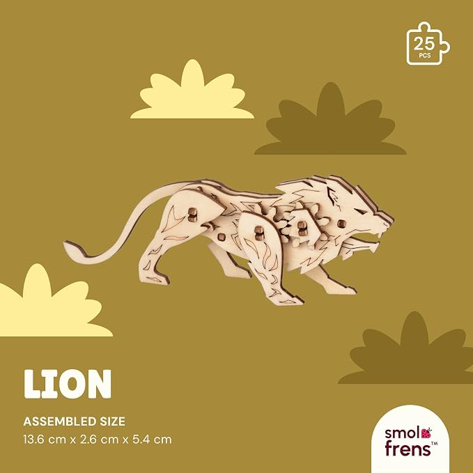 3D Wooden Puzzles for Kids Ages 8+, 6 Pack Animal Puzzles, FSC-Certified Wood, Plastic-Free Toy, STEM Kit for Kids Teens Adults, Wood Craft Model Kit, Individually Wrapped Party Favors - Exotic Frens