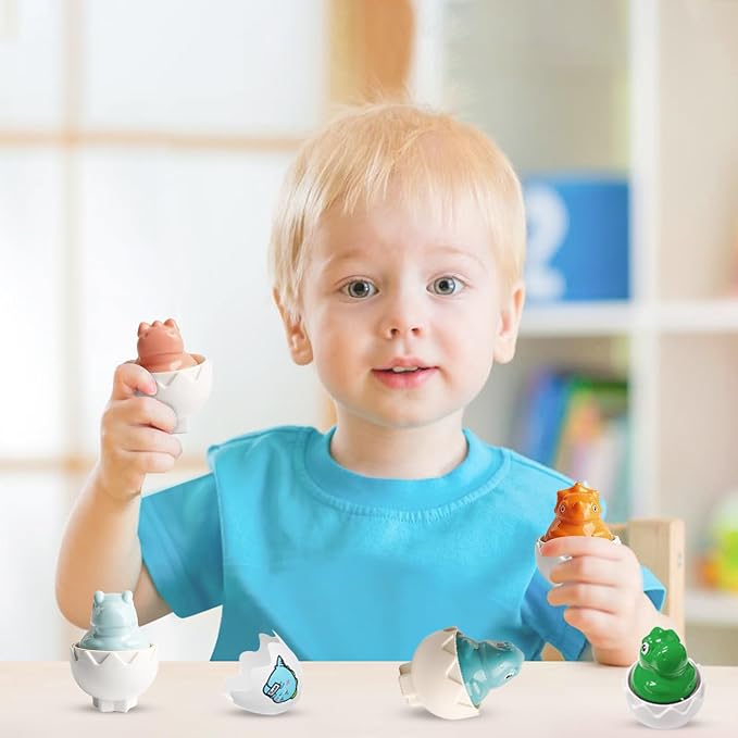Tinabless Hide & Squeak Dinosaur Eggs, Montessori Sorting & Matching Learning Toys for Toddlers Kids Boys Girls, Easter Basket Stuffers Gifts Party Favors
